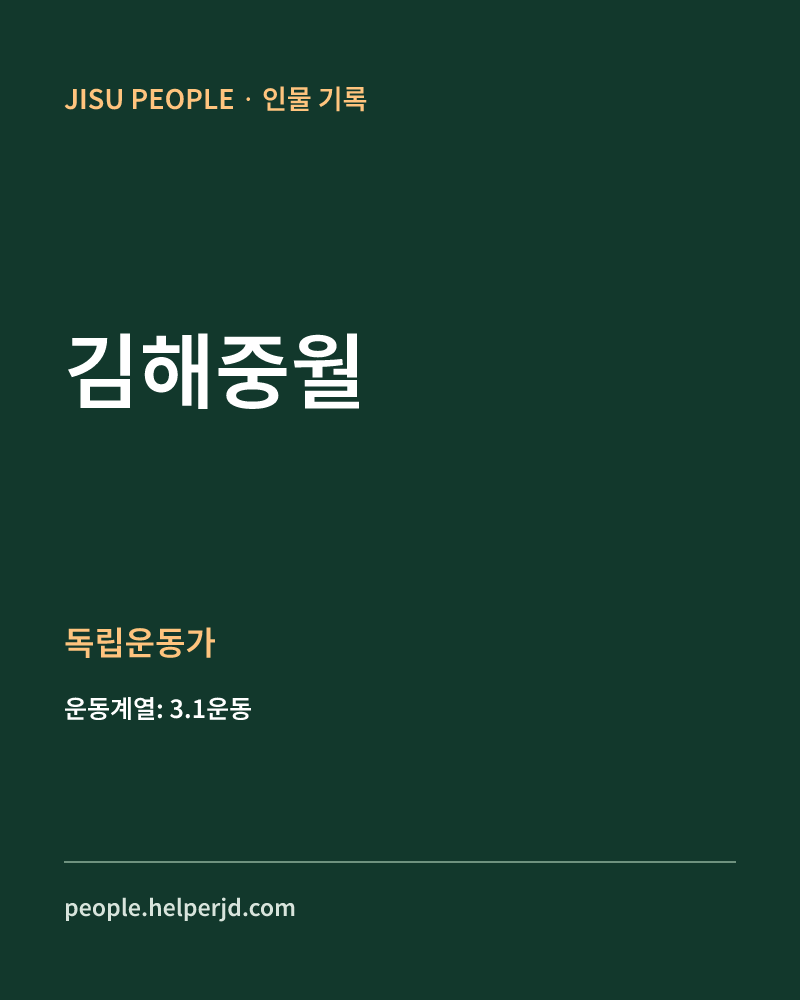 김해중월 독립운동가 정보 카드