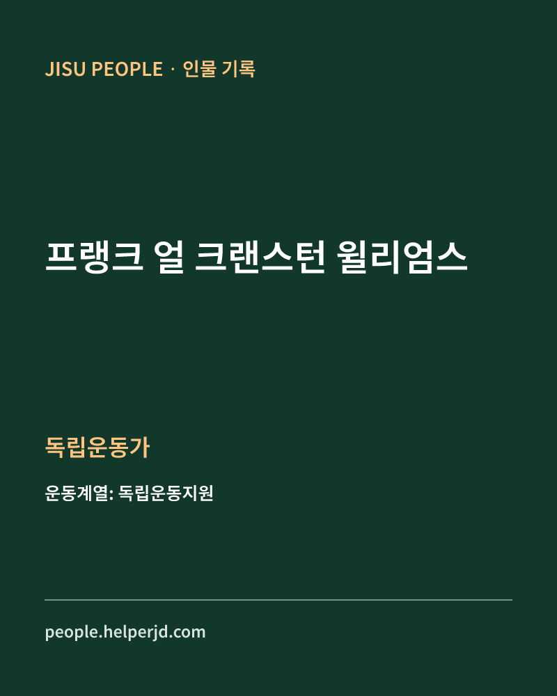 프랭크 얼 크랜스턴 윌리엄스 독립운동가 정보 카드