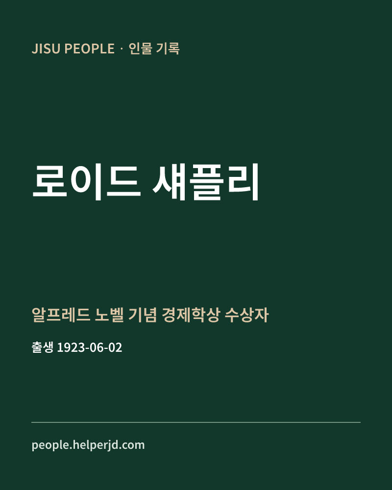 로이드 섀플리 알프레드 노벨 기념 경제학상 수상자 정보 카드